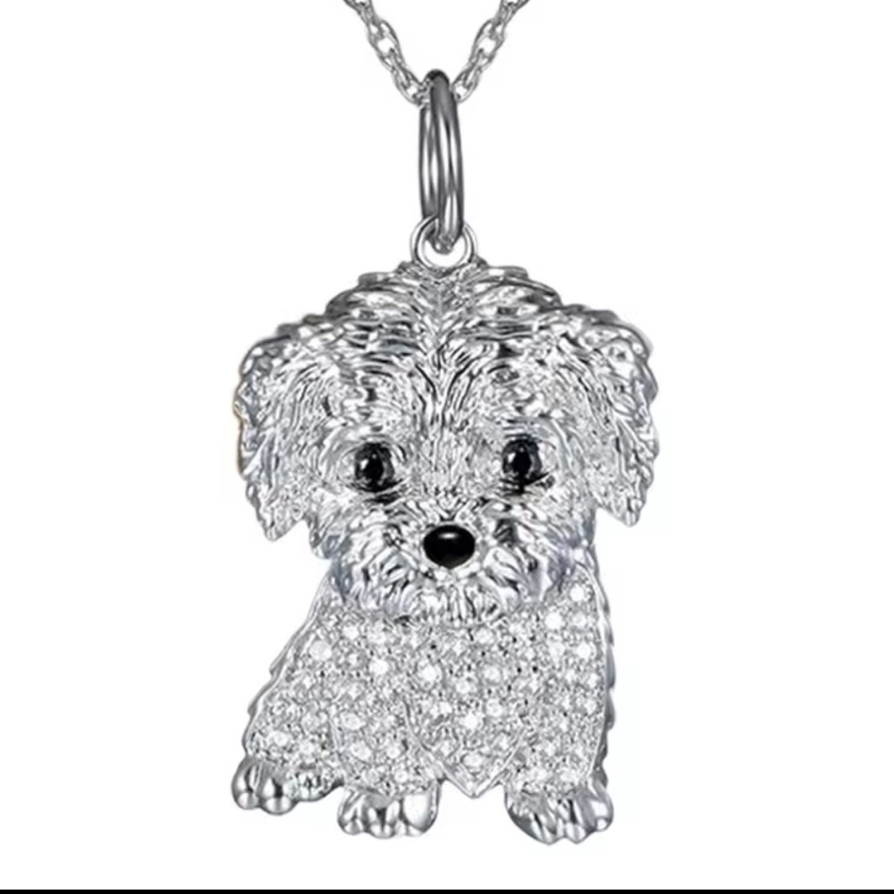 Pet love Maltese dog silverDog Pendant Necklace